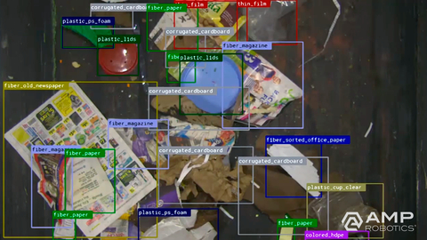 AMP’s proprietary technology applies computer vision and deep learning to identify and recover plastics, cardboard, paper, cans, cartons, and many other containers and packaging types reclaimed for raw material processing. (Graphic: Business Wire)