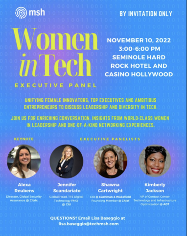 original Top executives and innovators will discuss leadership, diversity, and how to continue to innovate in a highly competitive industry at MSH's Women in Tech event. (Graphic: Business Wire)