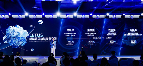 Yan Ying, Technical Director of AntChain, unveiled the LETUS at the Apsara Conference (Photo: Business Wire)