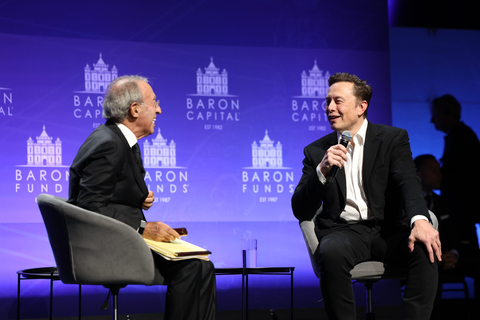 Baron Capital Group Chairman and CEO Ron Baron interviewed Tesla CEO Elon Musk in a featured session at the 29th Annual Baron Investment Conference in New York City on November 4, 2022 (Photo: Business Wire)