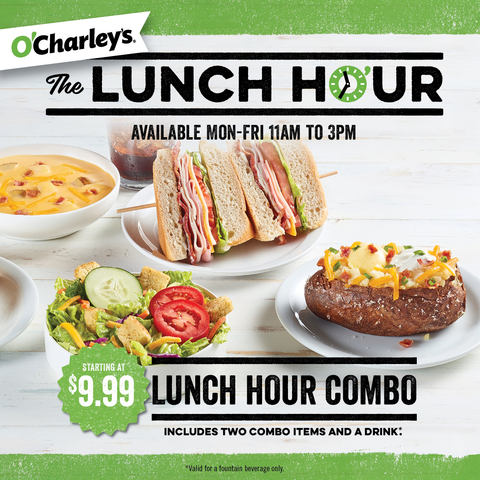 O'Charley's is rolling out a new lunch menu! The $9.99 Lunch Hour Combo gives guests delicious food at amazing prices. (Photo: Business Wire)