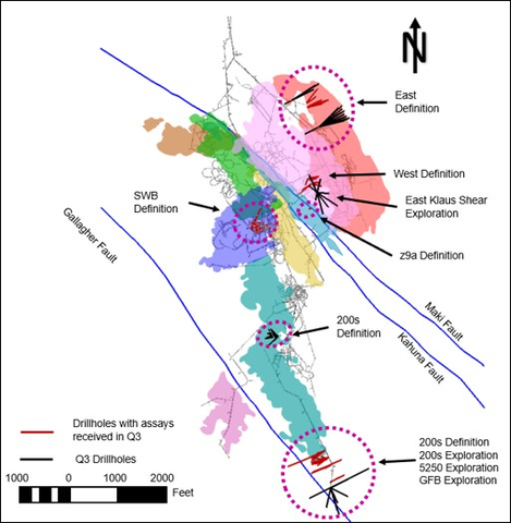 original Figure 1: Plan view showing drilling locations and areas where assays have been received in relation to the multiple ore zones at Greens Creek (Graphic: Business Wire)