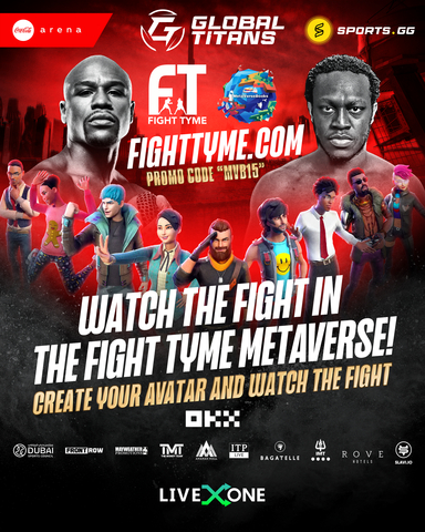 LIVEONE JOINS FORCES WITH METAVERSEBOOKS AND GLOBAL TITANS TO MARKET FLOYD MAYWEATHER’S FIRST-EVER BOXING MATCH IN THE METAVERSE (Graphic: Business Wire)