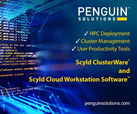 Penguin Solutions announced new versions of Scyld ClusterWare and Scyld Cloud Workstation software at SC22 this week that include performance boosts and updated user interface to better optimize and manage HPC environments. (Graphic: Business Wire)