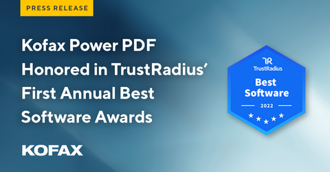 Based on verified reviews and customer satisfaction from B2B users, Kofax’s Power PDF received three 2022 Best Software Awards – Overall Best Software, Best Software for Mid-Sized Businesses and Best Software for Small Businesses. (Graphic: Business Wire)