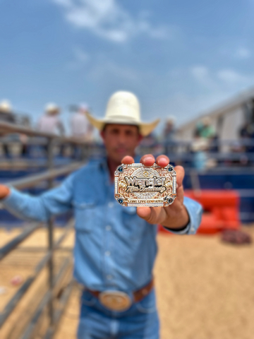 Celebrating the beauty and originality of the buckle and the legends who represent the spirit of the west, a “Hands of Wrangler” photo series on @wrangler and @wranglernetwork social channels will highlight the buckle’s tour across the U.S. to meet iconic brand ambassadors of past and present, including Cody Johnson, JB Mauney, Leon Bridges and more. (Photo: Business Wire)