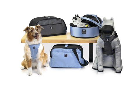 Fear Free edition Sleepypod carrier and harness designs are crash-tested at U.S., Canadian, and E.U. child safety seat standards using Sleepypod's family of crash test pets (right). Photo by Sleepypod