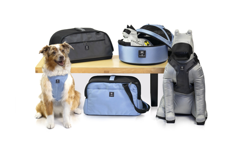 original Fear Free edition Sleepypod carrier and harness designs are crash-tested at U.S., Canadian, and E.U. child safety seat standards using Sleepypod's family of crash test pets (right). Photo by Sleepypod