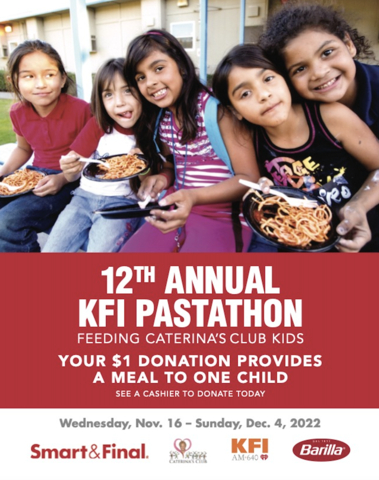 Smart & Final supports youth hunger relief with 12th annual KFI AM 640 and Caterina’s Club PastaThon in-store donation drive through December 4. (Graphic: Business Wire)