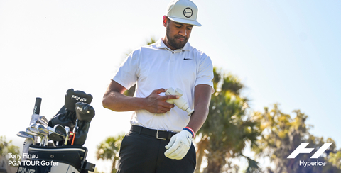 PGA TOUR Champion Tony Finau can’t live without: "The Hypervolt Go 2 is always in my bag and with me everywhere I go to ensure that I experience optimal warmup, treatment and recovery to perform consistently at the highest level throughout the season and beyond, both on and off the course." (Photo: Business Wire)