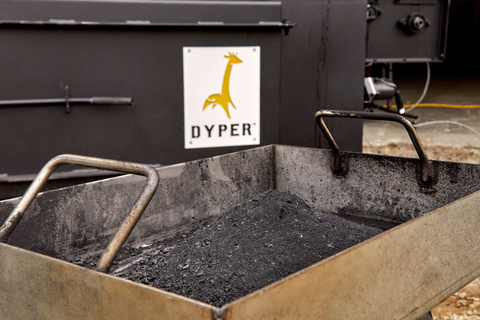 DYPER™ has become the first diapering company to successfully “char” a diaper with its BYOCHAR™ technology, which turns soiled diapers into biochar. Biochar is a carbon-rich product created through a heating process called pyrolysis, which allows for waste to be transformed into a reusable commodity that can improve soil, assist in air and water purification, and be an additive to paints and inks for improved pigment. (Photo: Business Wire)