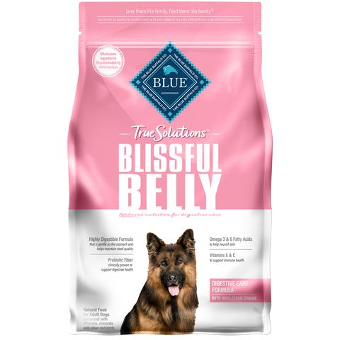 BLUE True Solutions Blissful Belly digestive care formula supports your dog’s digestive health naturally with prebiotic fiber, clinically proven to support digestive health. (Photo: Business Wire)