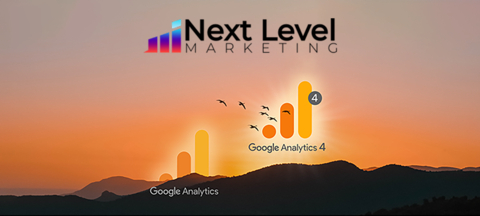 Next Level Marketing pioneers a new way of first-party data collection and advertising in the wake of Google's announcement to sunset Universal Analytics in place of Google Analytics 4 (GA4). (Graphic: Business Wire)