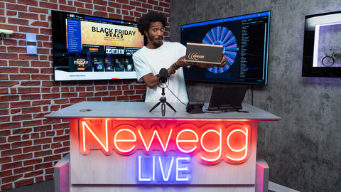 Jeremy Threat, Newegg livestream host, gets ready to show viewers the next deal. (credit: Newegg)