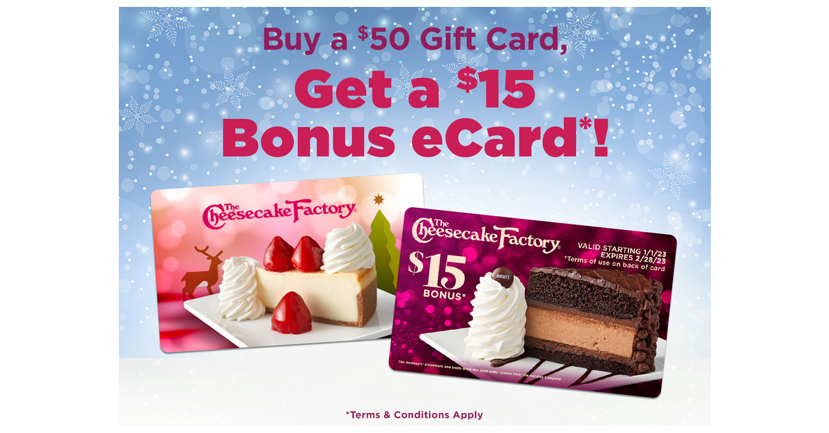 The Cheesecake Factory Sweetens the Holidays With a Gift Card Offer
