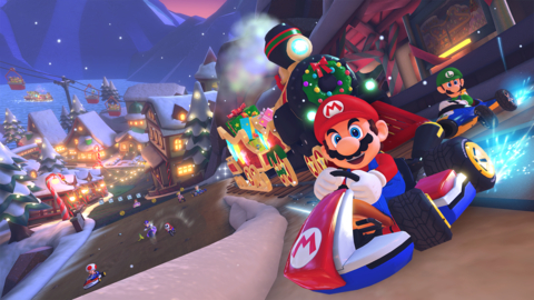 Eight more courses are bringing festive fun to the Mario Kart 8 Deluxe game with the Mario Kart 8 Deluxe – Booster Course Pass DLC for the Nintendo Switch system on Dec. 7! The Wave 3 courses include Merry Mountain. Hit the halfpipe and bank up the snowy hills on this charmingly festive course from Mario Kart Tour that features massive candy canes and wrapped gifts galore. And … is that a flying sleigh train? (Graphic: Business Wire)