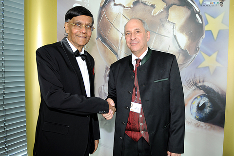 thumbnail Nobel Laureate Prof. Mohan Munasinghe (left) with Founder of Energy Globe Mr. Wolfgang Neumann (right) during Energy Globe 2016 in Tehran.
