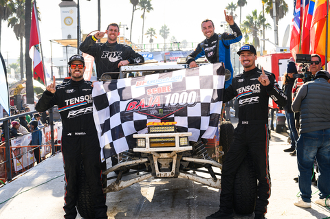 Polaris RZR Factory Racing's Branden Sims and co-driver Eric Borgen Celebrate their 2022 SCORE Baja 1000 victory (Photo: Business Wire)
