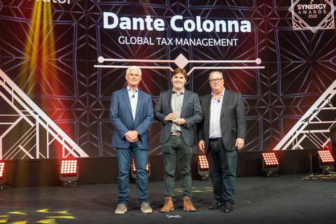 GTM's Dante Colonna (Center) Earns Accolades at Thomson Reuters 2022 Awards for Corporate Legal, Tax, and Trade Professionals. Client FTI Consulting Earned Accolades as Well. (Photo: Business Wire)
