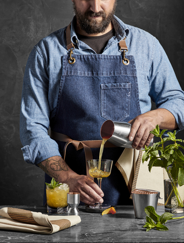 Williams Sonoma's New Collaboration with Billy Reid Features a Denim Apron, Bar Tools and Glassware (Photo: Williams Sonoma)