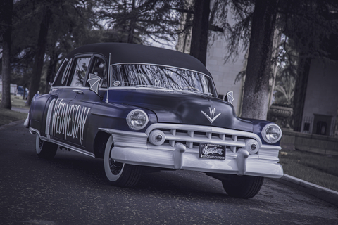 The 1950 Cadillac Hearse Edition will be available to book for $13/day on Turo.com (Photo: WestCoastCustoms)