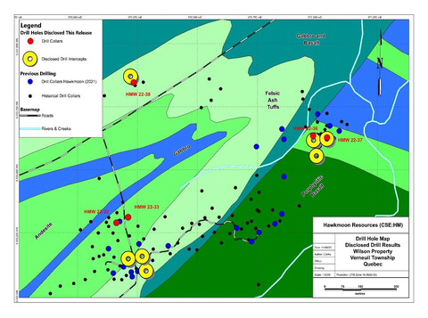 Figure 1: Map of the disclosed drill holes, Wilson Property (Graphic: Business Wire)