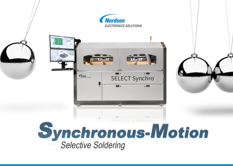 The new Nordson SELECT Synchro™ Selective Soldering system uses synchronous motion to increase throughput and flexibility while reducing footprint and cost-of-ownership for high-volume printed circuit board assembly applications in electronics manufacturing. (Graphic: Business Wire)