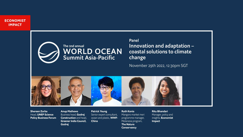 thumbnail The Economist Impact’s World Ocean Summit in Singapore highlighted ocean conservation in the Asia Pacific region and featured case studies on how the region is preparing for and adapting to climate change through coastal solutions. (Credit: Economist Impact)
