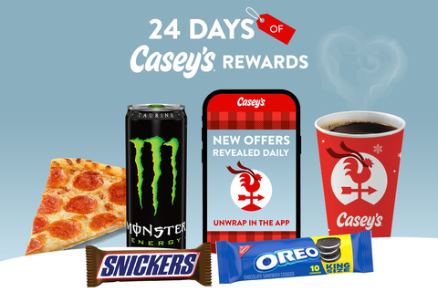 Each day from December 1 through December 24, Casey’s will reveal surprise offers for its Rewards members to unwrap daily in the Casey's app. (Photo: Business Wire)