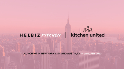 Starting in January, users in New York City (307 West 38th St and 30 Vandam Avenue) and Austin (8023 Burnet Rd) will be able to order their favorite food items from either the Helbiz Kitchen app or Kitchen United MIX app onsite kiosk, or website - kitchenunited.com. In each of these cities, Helbiz will bring their diverse set of menus created in Milan — Burger & Sons, Pokaii, Pomodòro, Wabisabi, What the Farm, and La Bottega del Gelato — allowing anyone to satiate their food cravings. (Photo: Business Wire)