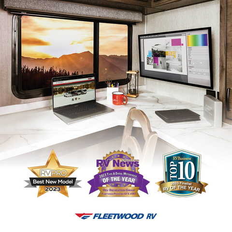A suite of innovative features uniquely geared toward the growing post-pandemic, remote-work population has earned the Fleetwood RV® Frontier GTX industry accolades. (Photo: Business Wire)