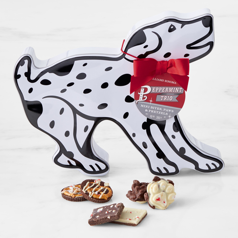 Williams Sonoma's Peppermint Bark Trio Dog Tin (Photo: Williams Sonoma)