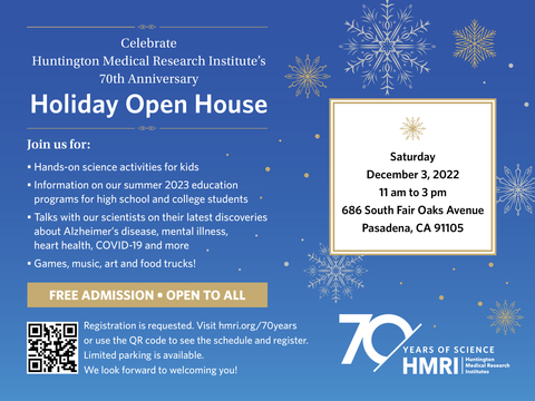 HMRI 70th Anniversary Holiday Open House (Graphic: Business Wire)