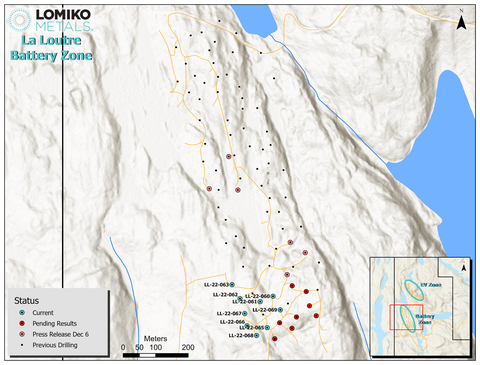 thumbnail Figure 1 : Battery Zone Drill Hole Locations (Graphic: Business Wire)