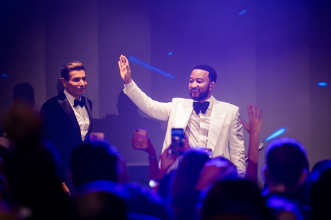 ZT Corporate Founder and CEO Taseer Badar (L) and John Legend (R) at the 2022 Chairman’s Gala in Houston, Texas. The event celebrated ZT Corporate’s 25th anniversary milestone with a special performance. (Photo: Business Wire)