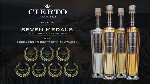 CIERTO TEQUILA AWARDED SEVEN MEDALS, INCLUDING SIX GOLD MEDALS, AT THE 2022 LONDON CRAFT SPIRITS AWARDS (Graphic: Business Wire)