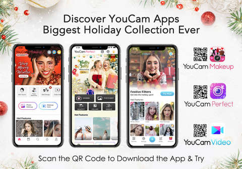 YouCam Apps launches their largest holiday collection ever with over 500 AR interactive virtual looks and effects. (Photo: Business Wire)