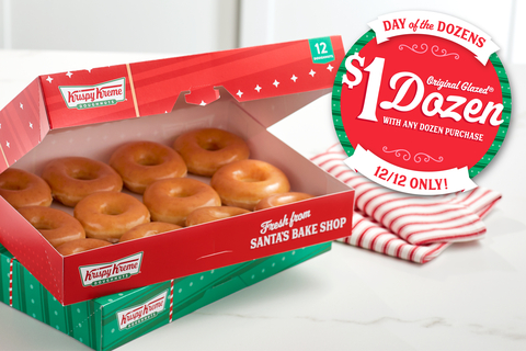 Sweeten your holidays with $1 Original Glazed® dozen, available with purchase of any dozen at regular price. (Photo: Business Wire)