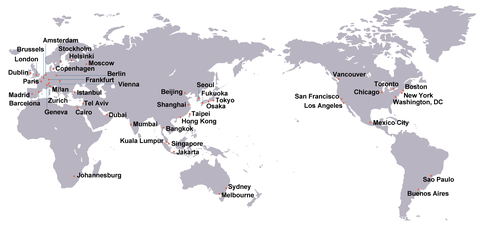 The 48 major cities across the world evaluated by Mori Memorial Foundation’s GPCI-2022 Report (Graphic: Business Wire)