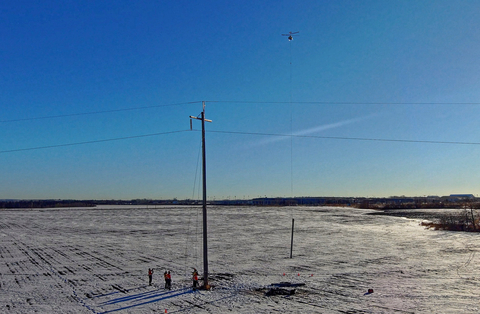 FulcrumAir showcasing slinging operations on a powerline construction site with an unmanned drone.