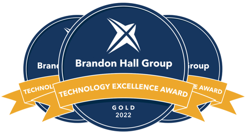 TalkMeUp, a leader in innovative communication effectiveness training technology, won three coveted Brandon Hall Group Gold awards for Excellence in Technology. (Graphic: Business Wire)