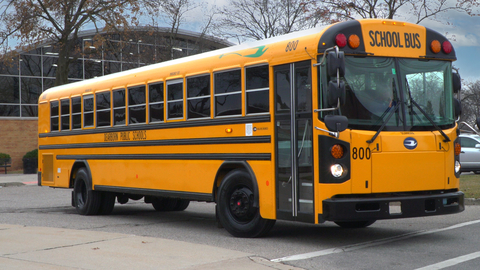 Dearborn Public Schools in Michigan received a state-of-the-art Blue Bird All-American RE electric school bus. The zero-emission vehicle can carry a maximum of 84 passengers for up to 120 miles on a single charge. (Photo: Business Wire)