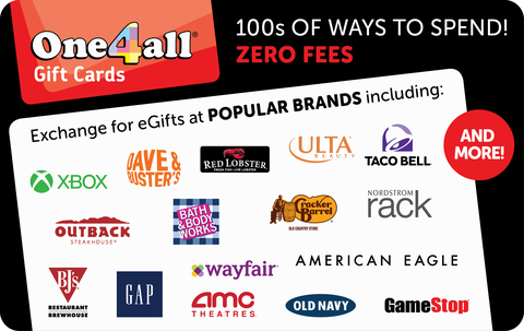 One4all can be redeemed at over 100 popular brands and retailers in the U.S. with zero fees. (Graphic: Business Wire)