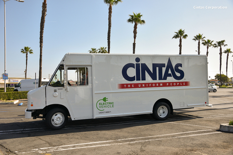 original Cintas Corporation's electric vehicle pilot program officially launched in early 2022 when the first vehicle was deployed in the Los Angeles area. (Photo: Business Wire)