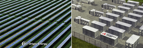Rendering of representative solar plus storage project, including solar energy and battery energy storage system clean energy solutions. (Credits: Origis Energy and Mitsubishi Power)
