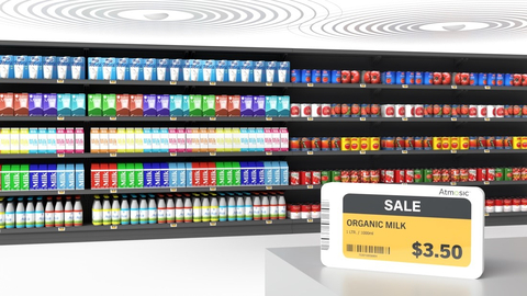 Example Application: Electronic Shelf Labels (ESLs) are a technological breakthrough for retail stores, enabling advancements in customer loyalty programs, remote pricing control, and on-demand updates, but battery maintenance can lead to new problems. RF infrastructures used to provide screen updates can also provide the energy used to power the ESL. (Graphic: Business Wire)