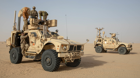 U.S. Army Mobile-Low, Slow, Small Unmanned Aircraft System Integrated Defeat System (M-LIDS) vehicles produced by Leonardo DRS. (Photo Courtesy: U.S. Army)