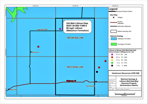 thumbnail Figure 2: Map of wells with lithium values (Graphic: Business Wire)