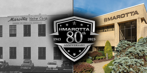 New Jersey-based aerospace and defense supplier Marotta Controls celebrates 80 years of technology innovation. (Graphic: Business Wire)