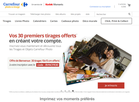 Les équipes Kodak Moments, en partenariat avec le distributeur multinational Carrefour France lancent un site internet d’impression photo cross-canal, à partir duquel les consommateurs peuvent commander et recevoir des produits photo personnalisés. (Graphic: Business Wire)